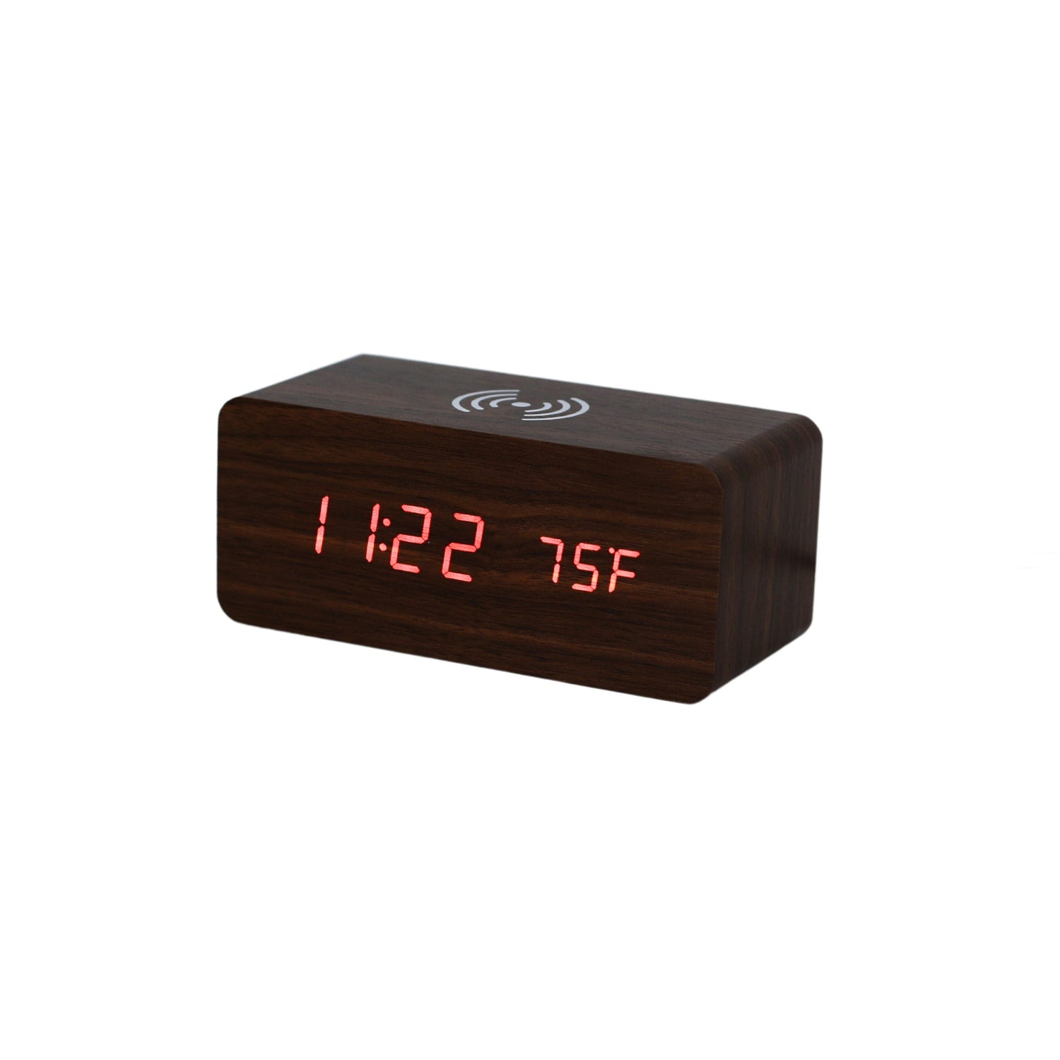 Walnut Wireless Phone Charger/Digital Clock-0
