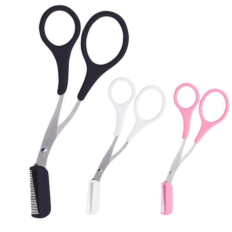 Eyebrow Scissors with Comb Stainless Steel Makeup Trimmer Beauty Tool 3 Colours-1