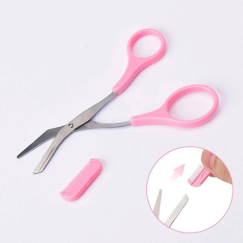 Eyebrow Scissors with Comb Stainless Steel Makeup Trimmer Beauty Tool 3 Colours-3