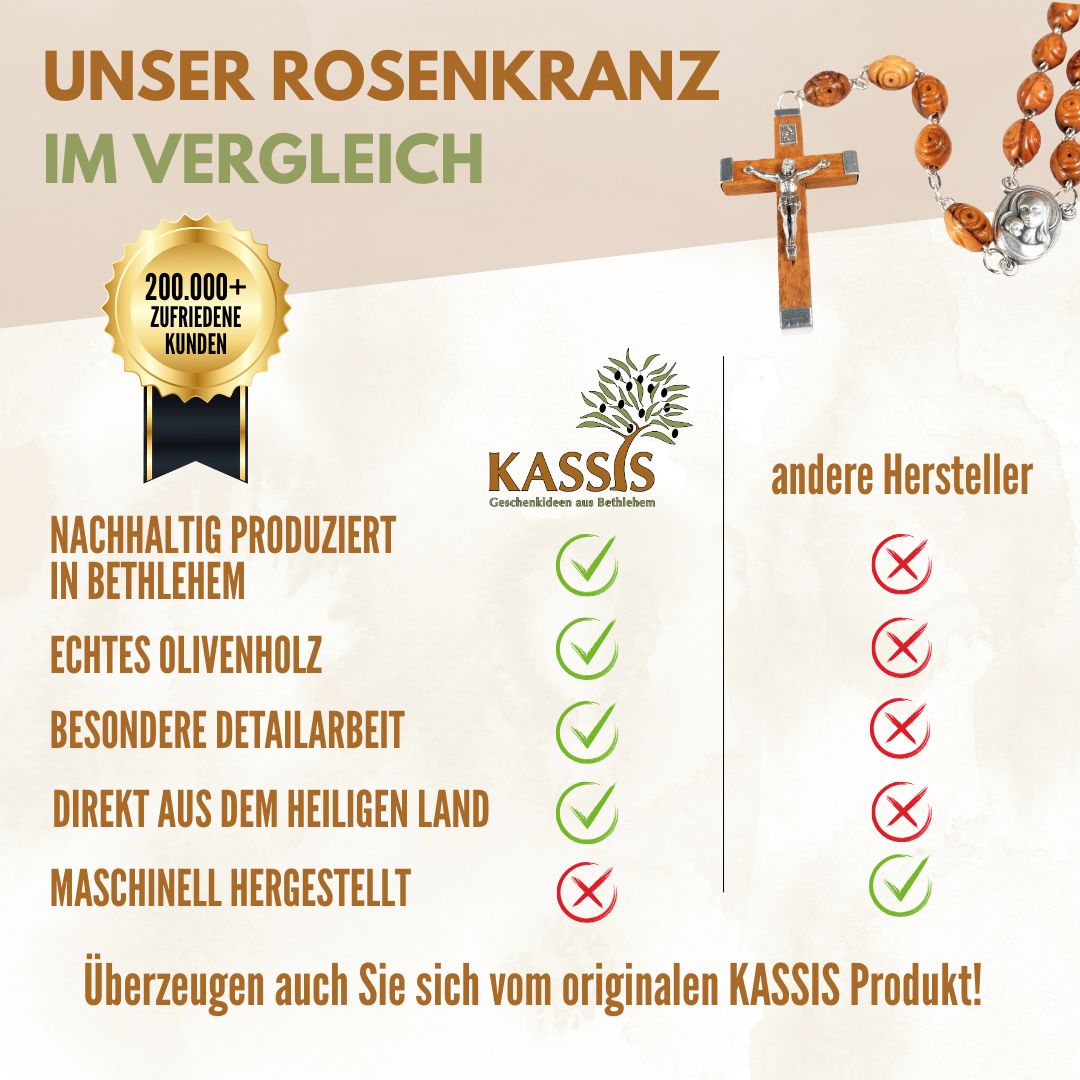 Rosenkranz mit dekorierten Perlen aus Olivenholz-3
