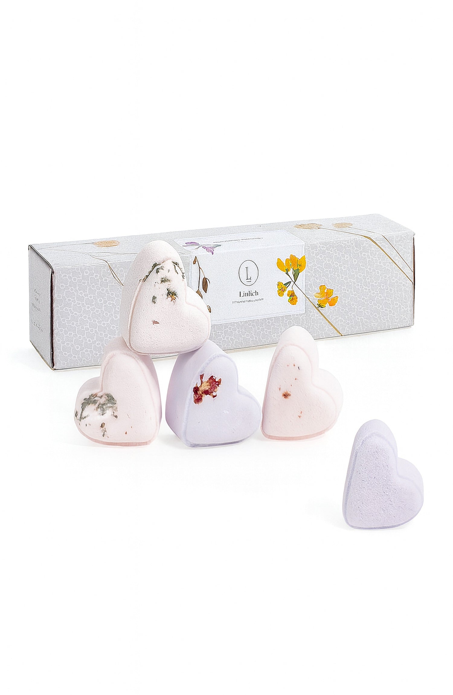 Valentine's Day best Bath Bombs Gift - Lavender  - a Set of 5 Heart Shaped Gift box-1