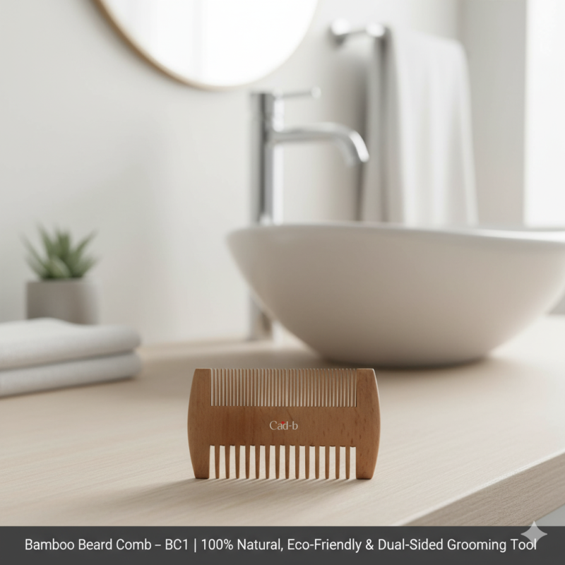 Bamboo Beard Comb – BC1 | 100% Natural, Eco-Friendly & Dual-Sided Grooming Tool